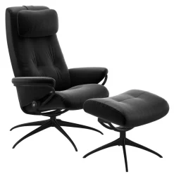 FÅTÖLJ STRESSLESS BERLIN STAR + PALL - HÖG RYGG - LÄDER